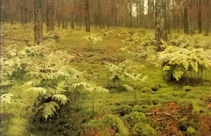 Oil painting Ferns in a forest landscape on canvas Isaak Iliich Levitan 24"x36" - Bild 1 von 1