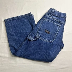 Wrangler Carpenter Jeans Boys Size 8 Regular Western Blue Denim Adj. Waist - Picture 1 of 8