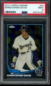 2013 Topps Chrome Khristopher Khris Davis Card #22 PSA 9 Mint - Picture 1 of 2