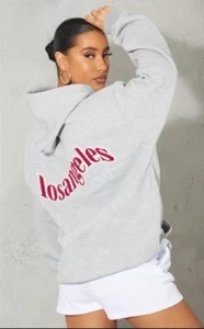 Size M Pretty little thing Hoodie With Los Angeles Logo On The Back rrp £34.99 - Picture 1 of 1