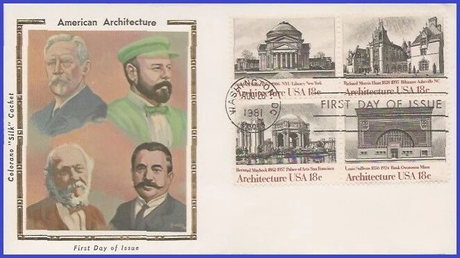 USA4 #1928-31 U/A COLORANO SILK FDC BL4  America Architecture - Image 1 of 1