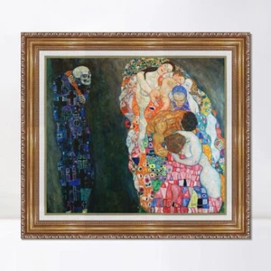 Framed Giclee Canvas Print Art Death and Life by Gustav Klimt Home Decor - Picture 1 of 6