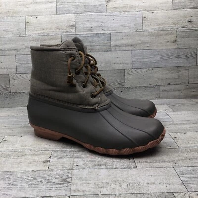 Sperry Top-Sider Womens Saltwater Duck Boots Size 10 Gray Pink Zipper Waterproof - Image 1 of 4