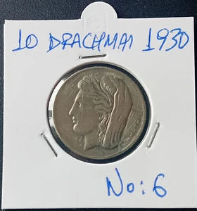 Greece. 10 Drachmai 1930 VF, Silver Greek coin, Goddess : Demeter, No : 6 - Picture 1 of 8