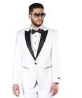 White Peak Lapel Dinner Jacket Tuxedo Slim Fit 1 Button Blazer By AZAR  MAN