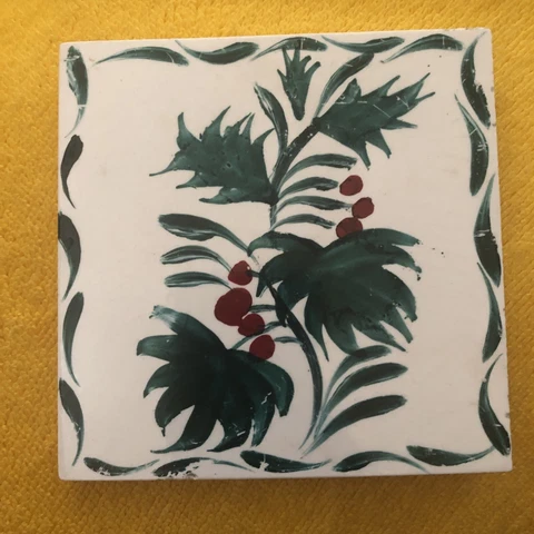 Craven Dunnill Jackfield Salop Hand Painted 4.25 inch Tile Salvage Antique Cover