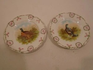 Z.S. & C Baviera Juego Pájaro Aves 7 1/2" Platos Porcelana Festoneado Floral Corona - Imagen 1 de 6