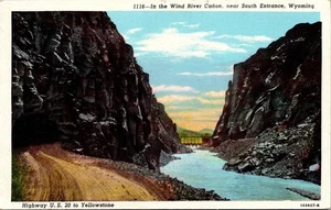 Wind River Canon Near South Entrance Yellowstone National Park Linen Postcard - Picture 1 of 2