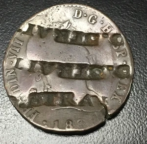 Old Spanish Copper Coin Counterstruck "OSTRAIT" (?) EAC Club COLLECTION (LC-17) - Picture 1 of 8