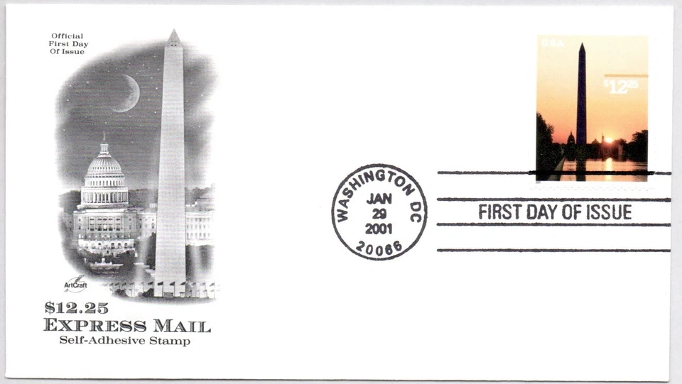 #3473 WASHINGTON MONUMENT $12.25 EXPRESS MAIL FIRST DAY OF ISSUE, ARTCRAFT FDC - Image 1 of 1