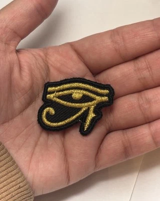 Eye Of RA Patch  Iron/Sew On Embroidered Gold High-Quality Egyptian Symbol Horus - Image 1 of 3