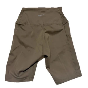 Nike hochtailliert 8" Biker-Shorts braun Damen XS Dri-Fit sanfte Unterstützung Fitnessstudio neu mit Etikett - Bild 1 von 11