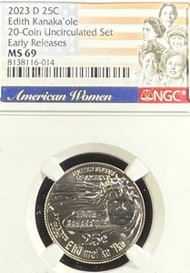 2023 D EDITH KANAKA'OLE AMERICAN WOMEN QUARTER EARLY RELEASE NGC MS 69 - Picture 1 of 2
