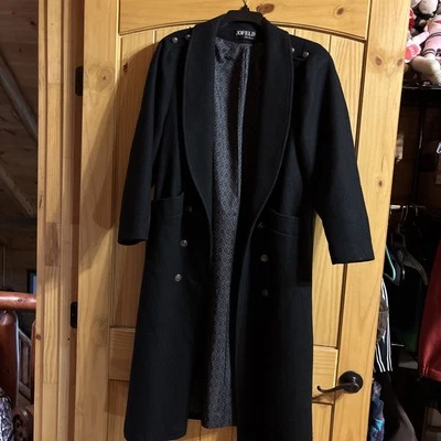 Jofeld Black Vintage Double Breasted Long Wool Coat - Image 1 of 3