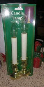 Vintage 2 Pack of Christmas House 9" Battery Operated Candle Lamps  - Picture 1 of 2