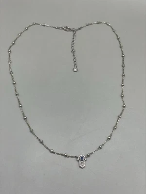 Collar de plata de ley 925 chapado en oro amarillo con colgante de cristales Hamsa Foto 1 de 4