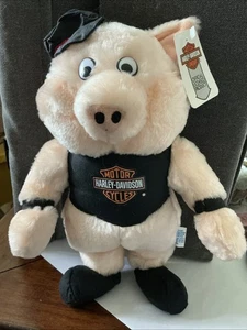 Nuevo de Lote Antiguo 1991 Licencia Oficial Harley Davidson Motor Cycles Cerdo Peluche Animal - Imagen 1 de 6