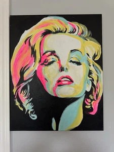 Pop Art Marilyn Monroe Canvas – Hand-Painted, Neon Colors (19x16”) - Picture 1 of 1
