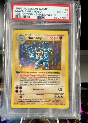 Pokemon Base Set - Shadowless Machamp - 8/102 - PSA 6 - Image 1 of 2