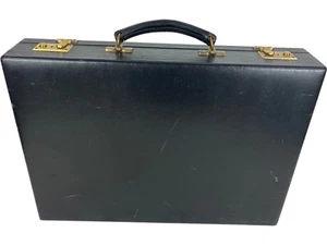 Pendragon Black Leather Briefcase Portfolio Case with Keys Vintage - Picture 1 of 12