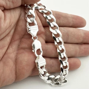 CLOSEOUT! 925 Sterling Silver 8" Men's Cuban Curb Bracelet 10.5mm 37 Grams - Picture 1 of 2