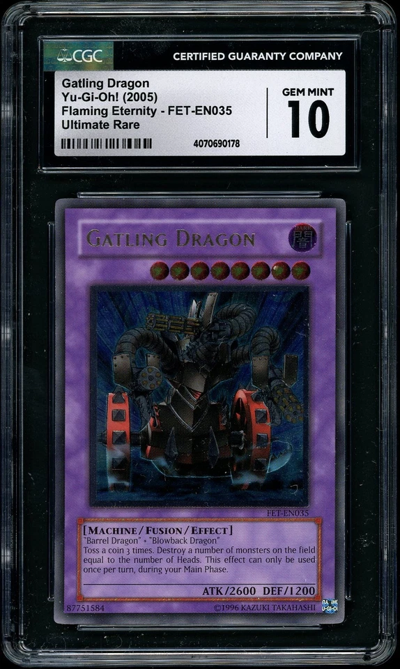 2005 Yu-Gi-Oh! Gatling Dragon FET-EN035 Ultimate Rare CGC 10 GEM MINT - Image 1 of 2