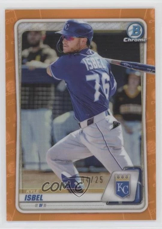 2020 Bowman Draft Chrome Orange Refractor /25 Kyle Isbel #BD-182 - Image 1 of 2