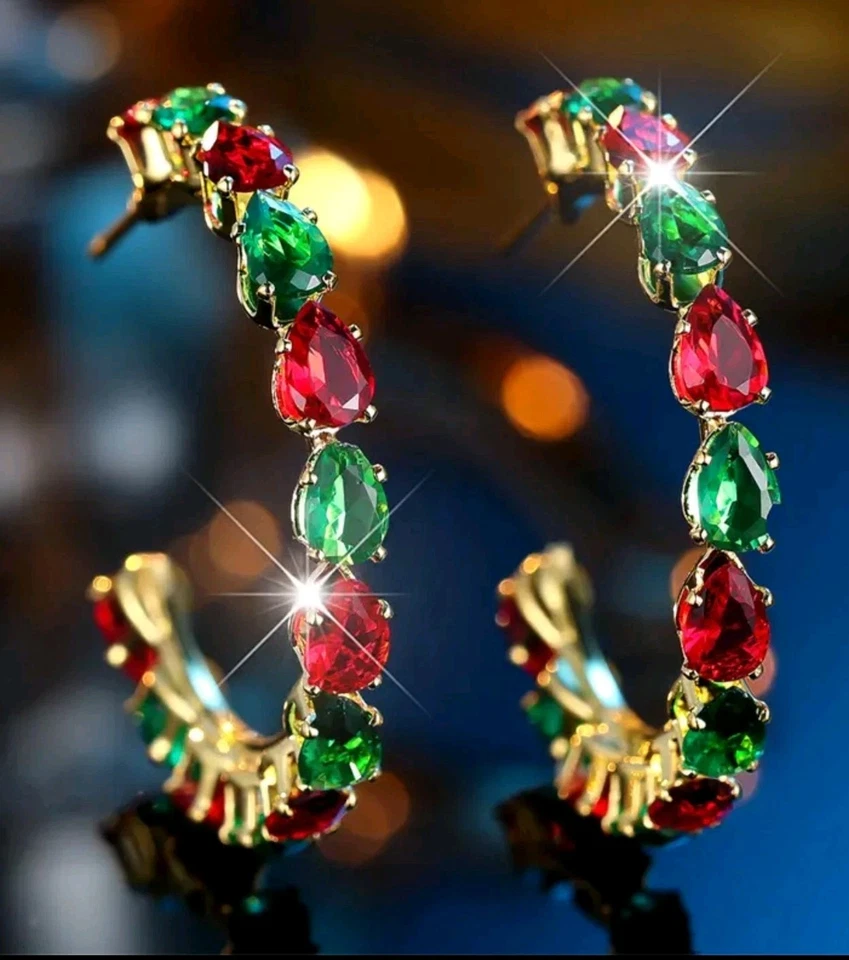 Pendientes de Navidad Circonita Cúbica Joyería de Moda NUEVO Envío Gratis 1.4 Pulgadas Foto 1 de 2