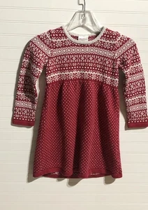 Abito maglione natalizio Hanna Andersson Fair Isle rosso/bianco cotone bambina 6-7 - Foto 1 di 10
