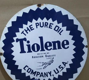 Tiolene Pure Oil porcelain Enamel Sign 30 x 30 Inches 1 Sided - Picture 1 of 8