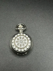 Hidden Pocket Watch Pendant - White Flower - Picture 1 of 4