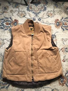 Wells Lamont Mens Canvas Work Vest XL Sherpa 2XL Brown Full Zip Insulated - Picture 1 of 10
