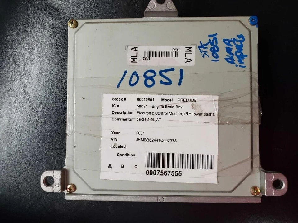 1998-2001 Honda Prelude Engine Computer Module ECM RH Lower Dash AT 37820-P5M-L  Foto 1 de 4