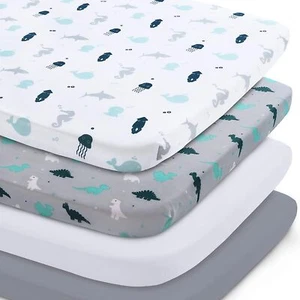 Bassinet Fitted Sheets Fits Rectangle/Oval/Hourglass Bassinet Mattress 4 Pack - Picture 1 of 15
