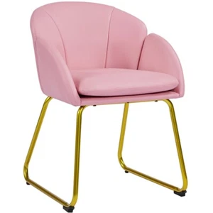 Silla Comedor Tapizada Terciopelo Sillón para Dormitorio Pata Metal Cuero PU - Imagen 1 de 12