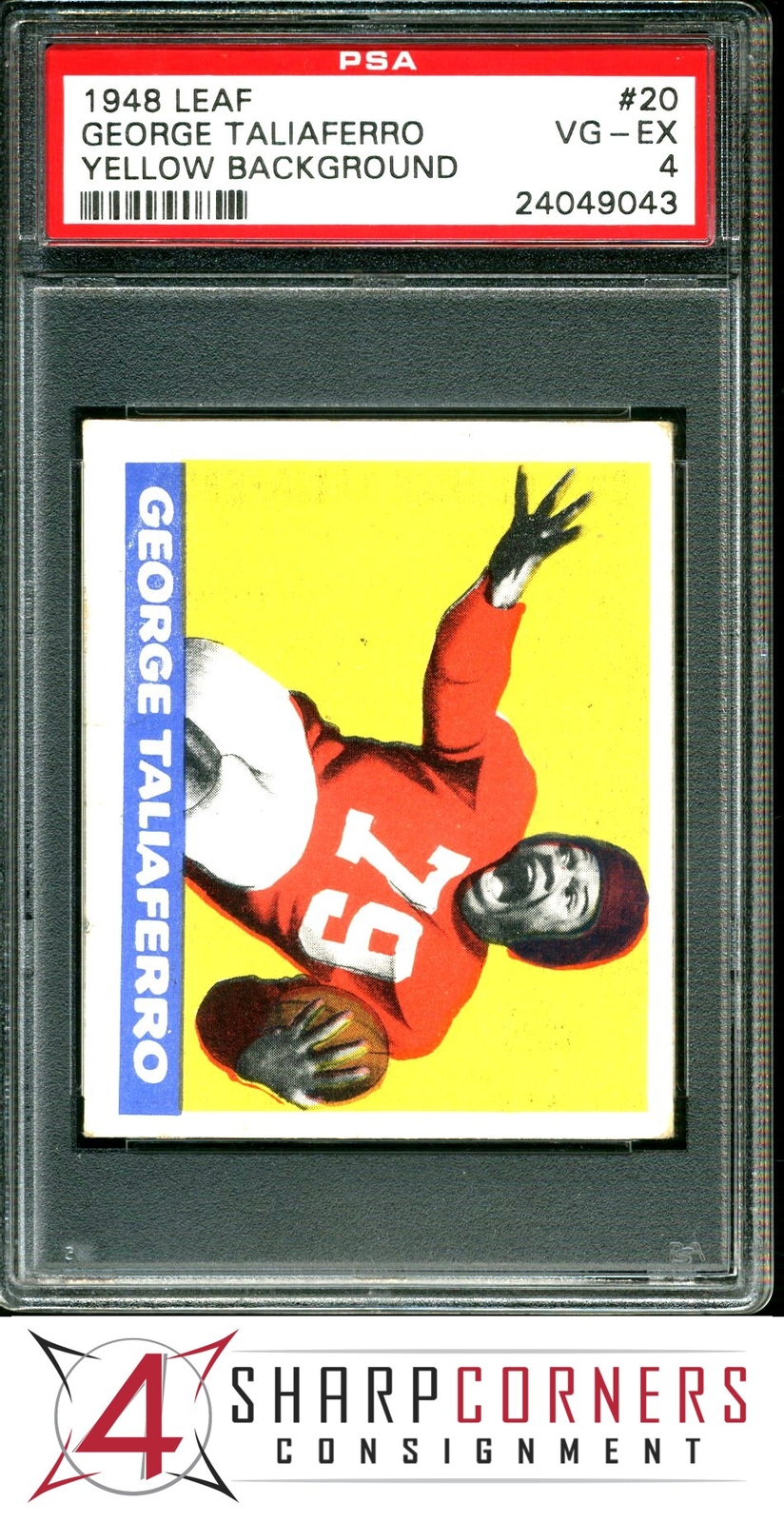 1948 LEAF #20 GEORGE TALIAFERRO YELLOW BACKGROUND PSA 4