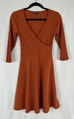 ModCloth Dress Womens Size S Orange 3/4 Sleeve Knee Length Casual Lagenlook - Image 1 of 4