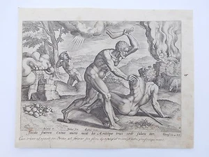 Authentic Renaissance 16th Century Copper Engraving Cain Slaying Abel J Sadeler! - Picture 1 of 6