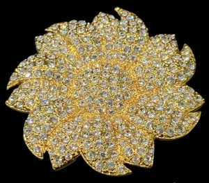 Camrose Kross JBK JACKIE KENNEDY GOLD PLATED CRYSTAL SUNFLOWER BROOCH PIN - Picture 1 of 9
