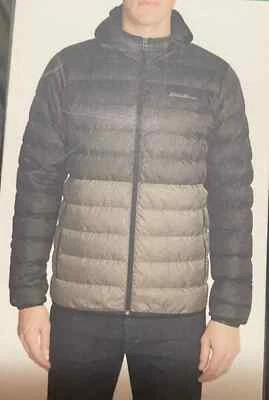 Chaqueta con capucha para hombre Eddie Bauer CirrusLite 650 relleno negro/gris talla XL Foto 1 de 4