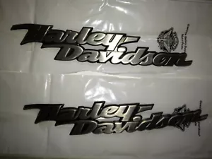 Genuine Harley Heritage Fuel Gas Tank Set Emblems Badges Brushed Aluminum OEM - Picture 1 of 11
