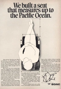 1968 BOAC: Gebaute Sitzmaße bis zum Pazifischen Ozean Vintage Druck Anzeige - Bild 1 von 1