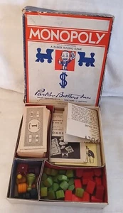 Vintage 30s Parker Bros Monopoly Wood Game Pieces No Board Short Box Incomplete - Picture 1 of 24