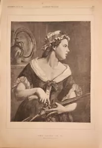 Pistola de chispa Spirit of 76 para mujer cuerno de pólvora Harper's Weekly 1881 4 de julio - Imagen 1 de 1