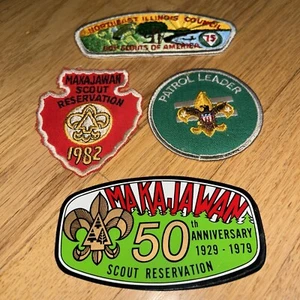 MAKAJAWAN Boy Scouts 1979 Sticker 1982 Patch + NORTHEAST ILLINOIS COUNCIL Patch - Picture 1 of 9