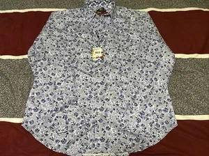 Camicia Robert Graham MORRIS uomo taglia M blu manica lunga stampa floreale tessuto 198€ - Foto 1 di 3