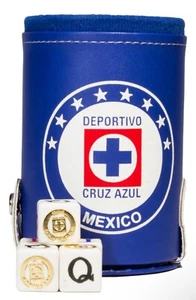 Taza para dados Cruz Azul con soporte para dados. 5 dados grabados - Imagen 1 de 5