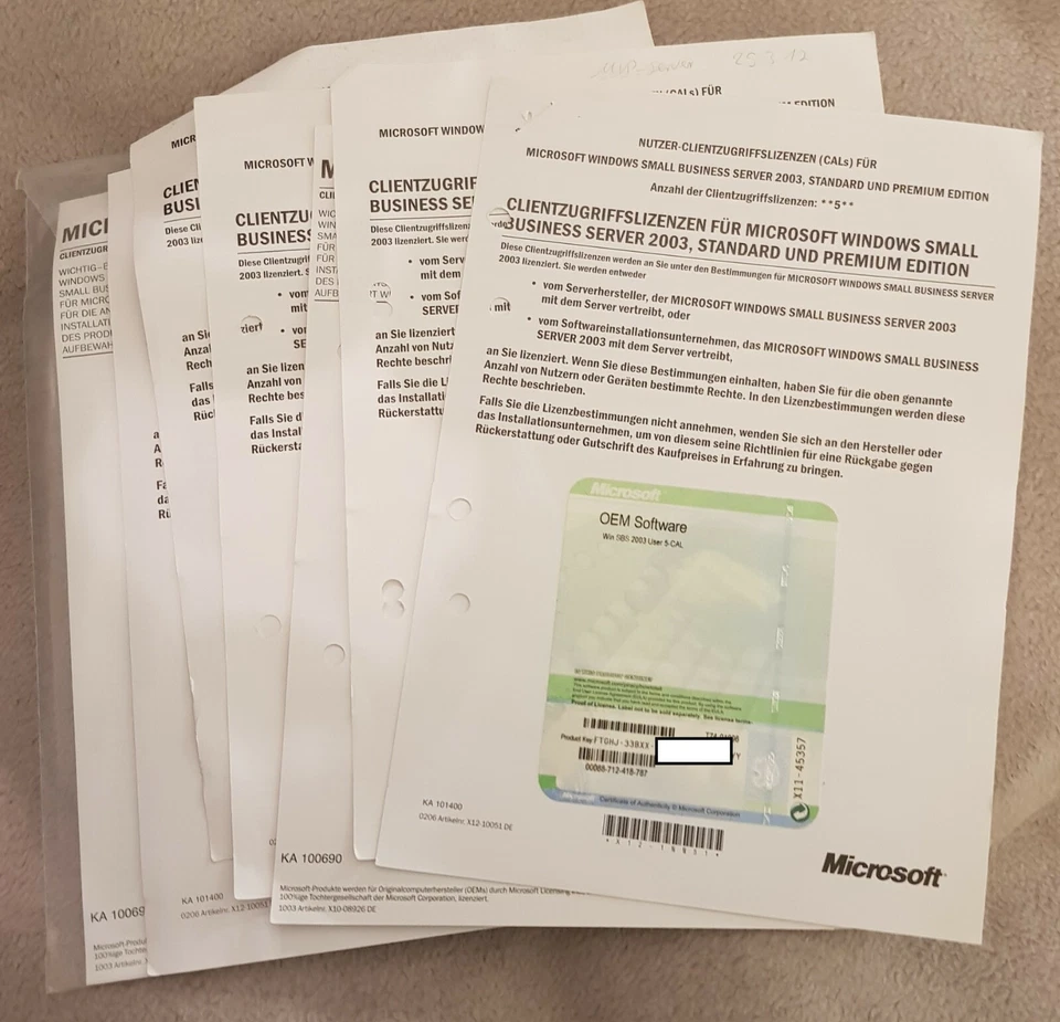 5 Microsoft Windows Small Business Server 2003, (Benutzer ) User Cals, Deutsch - Bild 1 von 1