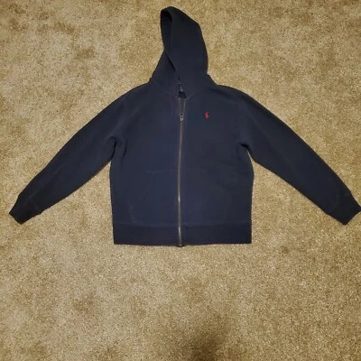 Polo Ralph Lauren Blue Hooded Zip Boy Jacket M (10-12) Embroider Horse Symbol - Image 1 of 3