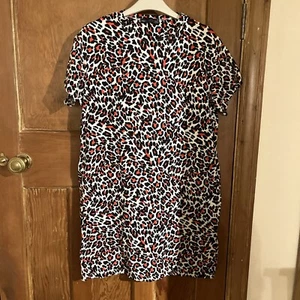 M&S Collection Red Leopard Print Tunic Top Pockets Size 10 - Picture 1 of 7